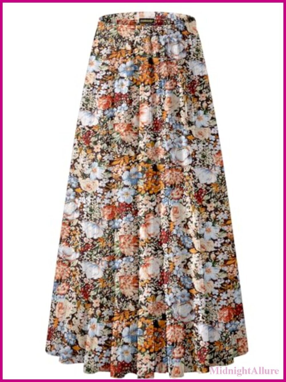 Chiffon Elastic High Waist Pleated A-Line Flared Maxi Skirt